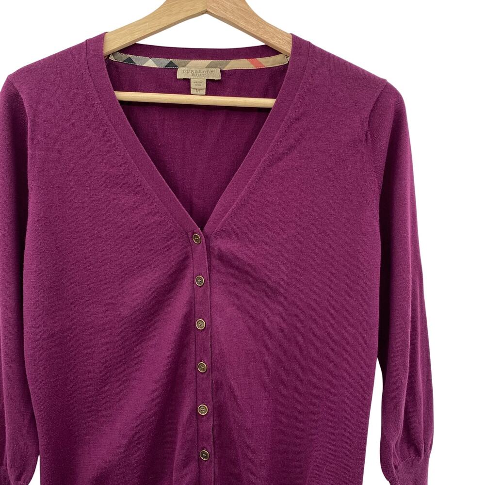 Burberry Brit M Magenta 3/4 sleeve cardigan sweater - Picture 2 of 6
